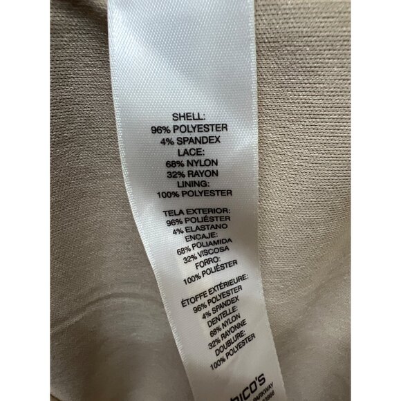 Chico's Neutral Sheath Dress with Black Lace Sleeves - Picture 5 of 7